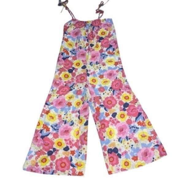 Sugarlips Floral Wide‑Leg Jumpsuit Bold Colorful Print Lightweight Summer Romper - Picture 1 of 7